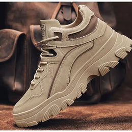 Men's Desert Boots Winter Warmth Tactical 2024 New Men's Fashion Strap Naked Boots Outdoor Platform Work Shoes Bota Masculina