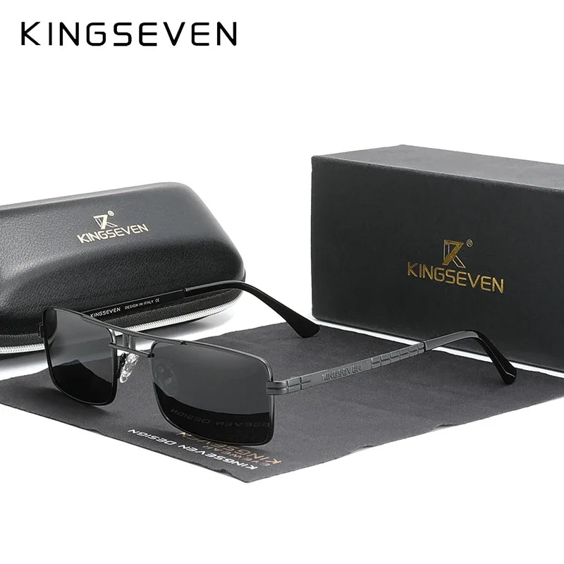 KINGSEVEN Original Fashion Polarized UV400 Sunglasses Vintage Rectangle Frame Men Women Driving Alloy Glasses Outdoor Eyewear