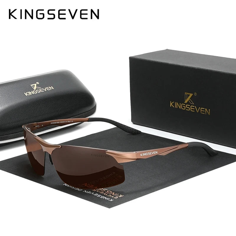 KINGSEVEN Aluminum Sunglasses For Men Driving Mirror Lens UV400 Polarized Glasses Cycling Sports Use High Quality Eyewear