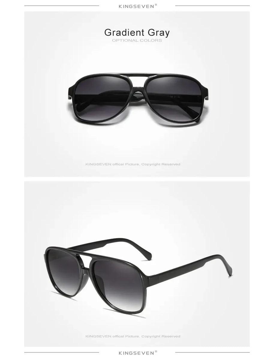 KINGSEVEN Classical Driving Sunglasses Women Men Retro Square Large Frame UV400 Glasses Vintage Anti-glare Night Vision Eyewear