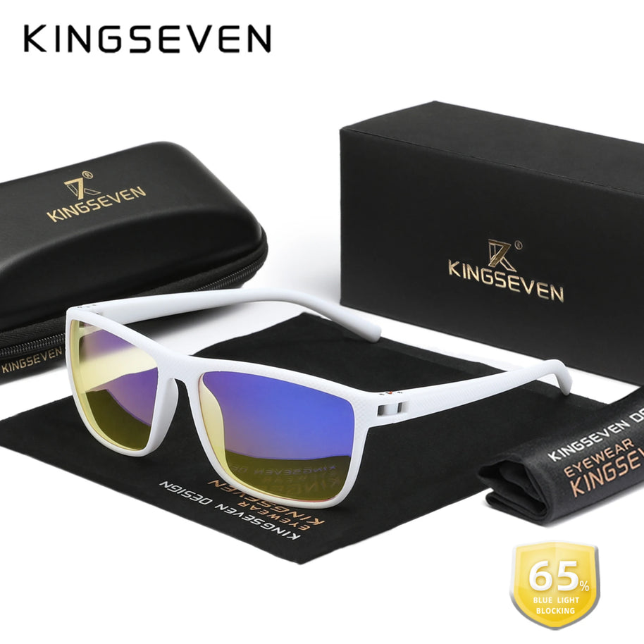 KINGSEVEN New 99% Anti-Blue Ray Glasses Transparent Lens Eyeglasses Men Women Computer Blue Light Blocking Decorative Eyewear