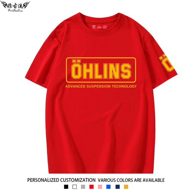 2025 new OHLINS motorcycle shock absorber modified T-shirt clothing casual fashion brand men's and women's short sleeves