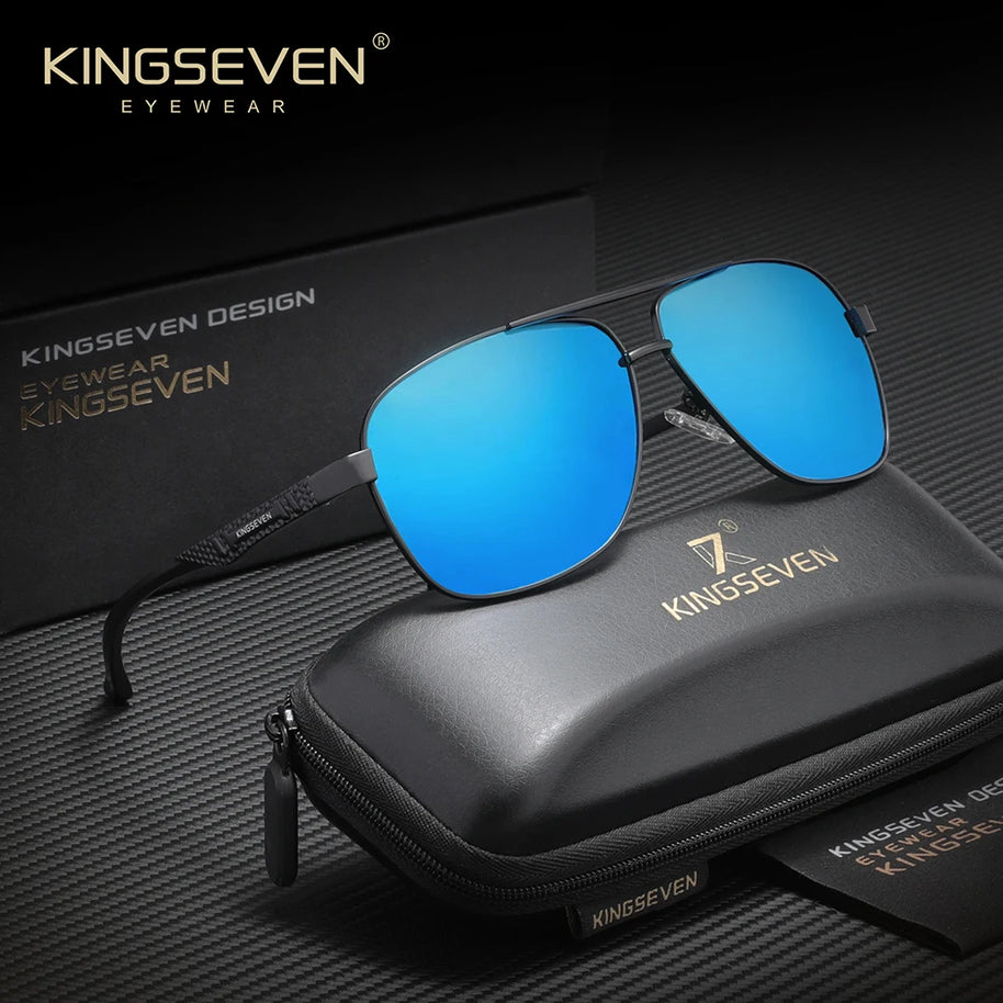 KINGSEVEN Alloy Luxury Male Sunglasses Anti-Glare Lens Large Frame Glasses Men Women UV400 Polarized Classical Driving Eyewear
