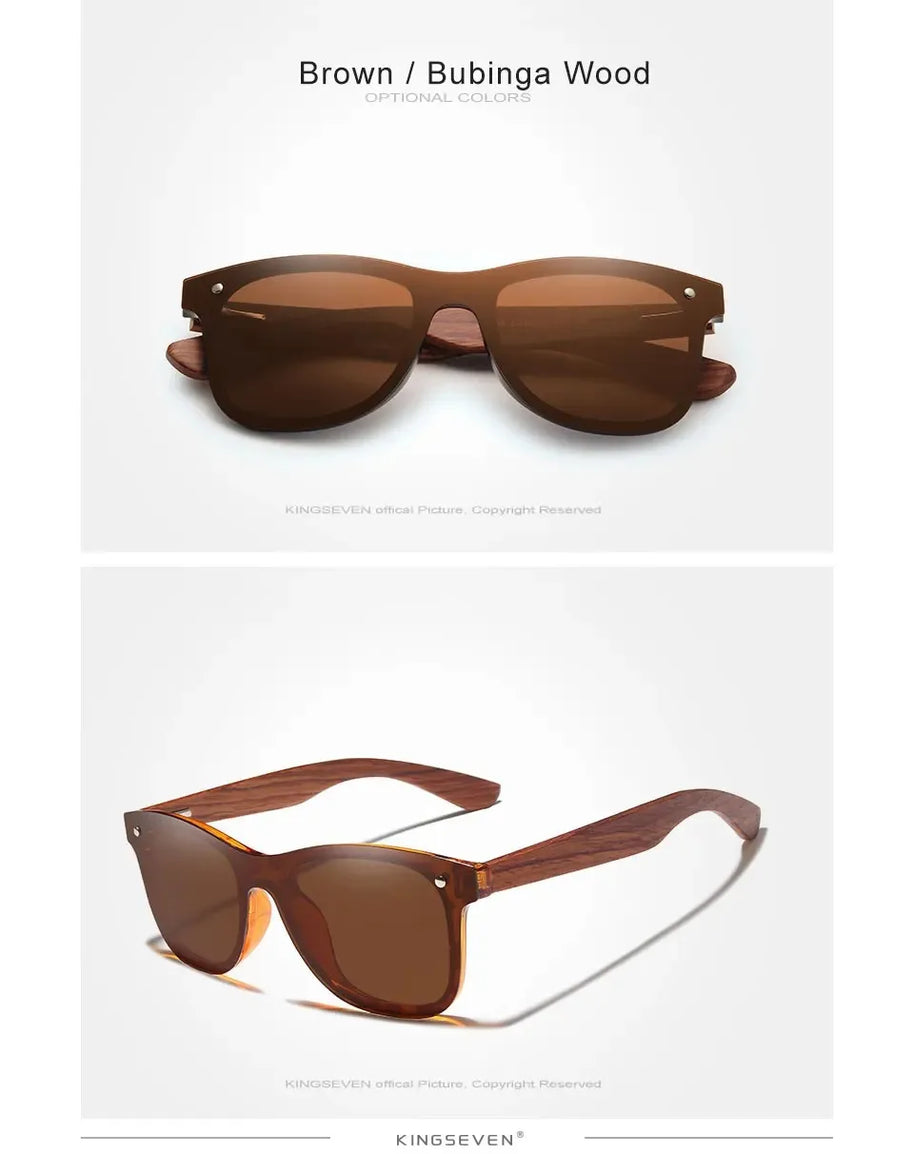 KINGSEVEN Brand Classic Wooden Sunglasses Men/Women Polarized UV400 Mirror Lens Glasses Luxury Wood Frame Retro Eyewear