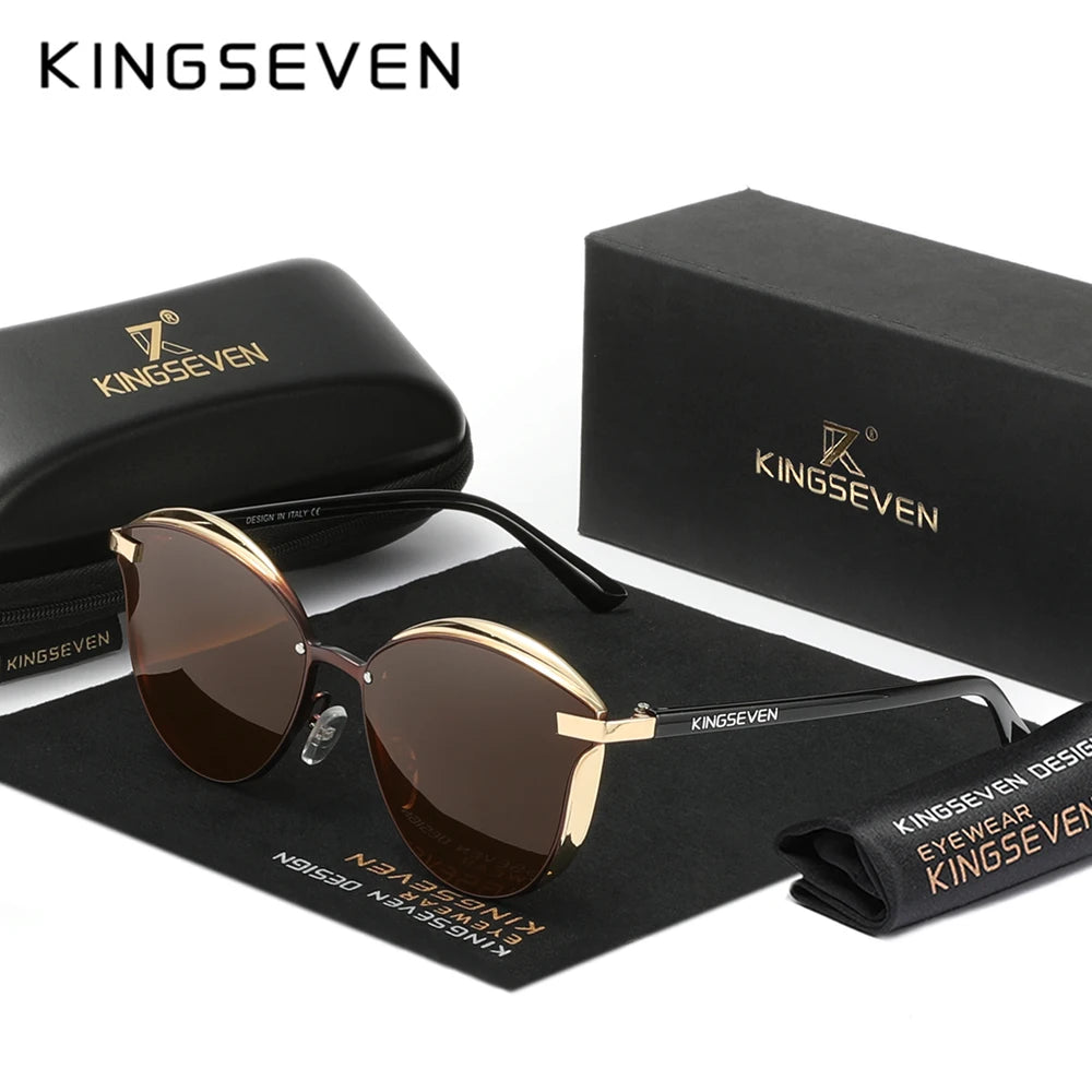 KINGSEVEN Fashion Cat Eye Polarized Sunglasses Women Luxury Ladies Driving Butterfly Glasses Men UV400 Large Frame Eyewear