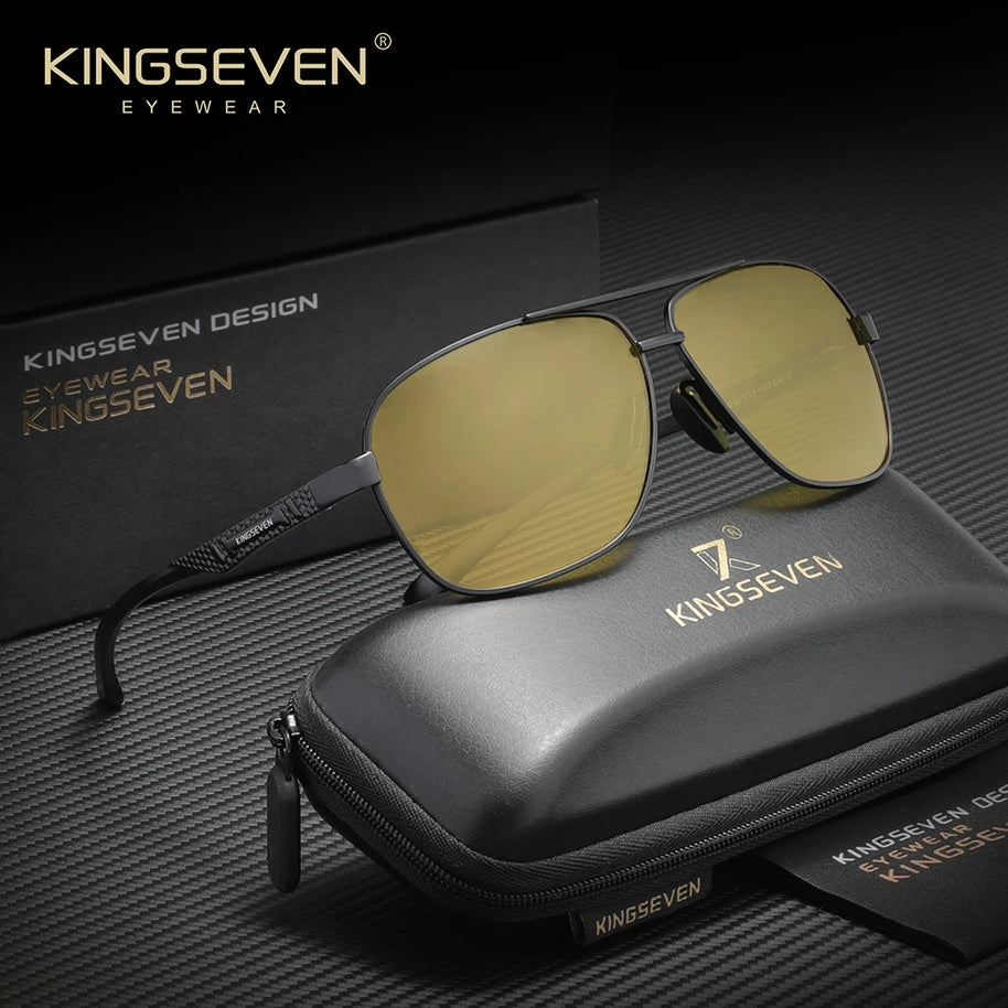 KINGSEVEN Alloy Luxury Male Sunglasses Anti-Glare Lens Large Frame Glasses Men Women UV400 Polarized Classical Driving Eyewear