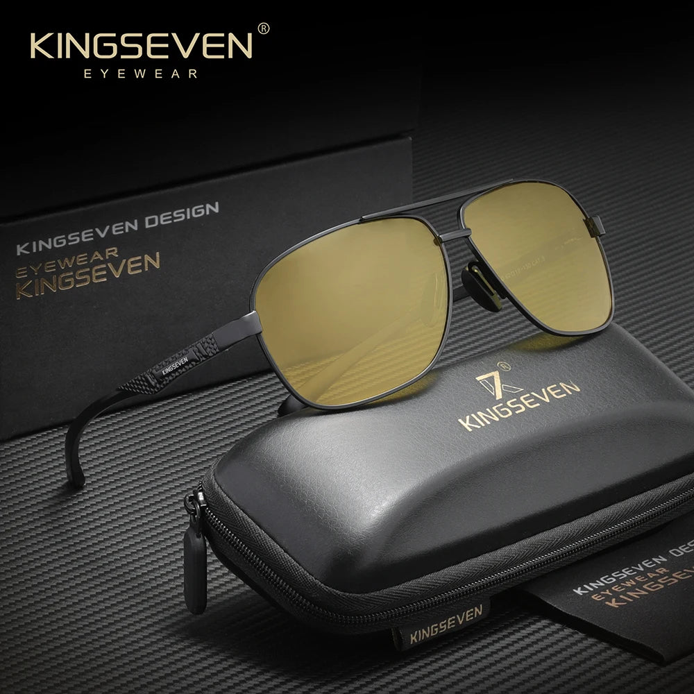 KINGSEVEN Alloy Luxury Male Sunglasses Anti-Glare Lens Large Frame Glasses Men Women UV400 Polarized Classical Driving Eyewear