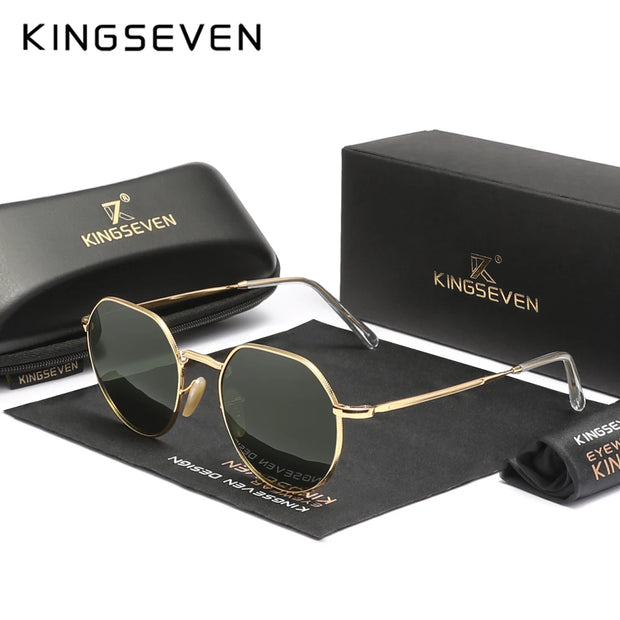 KINGSEVEN Brand Designer Sunglasses Alloy Round Frame Polarized UV400 Women Men Fashion Glassses Classic Anti-glare Eyewear