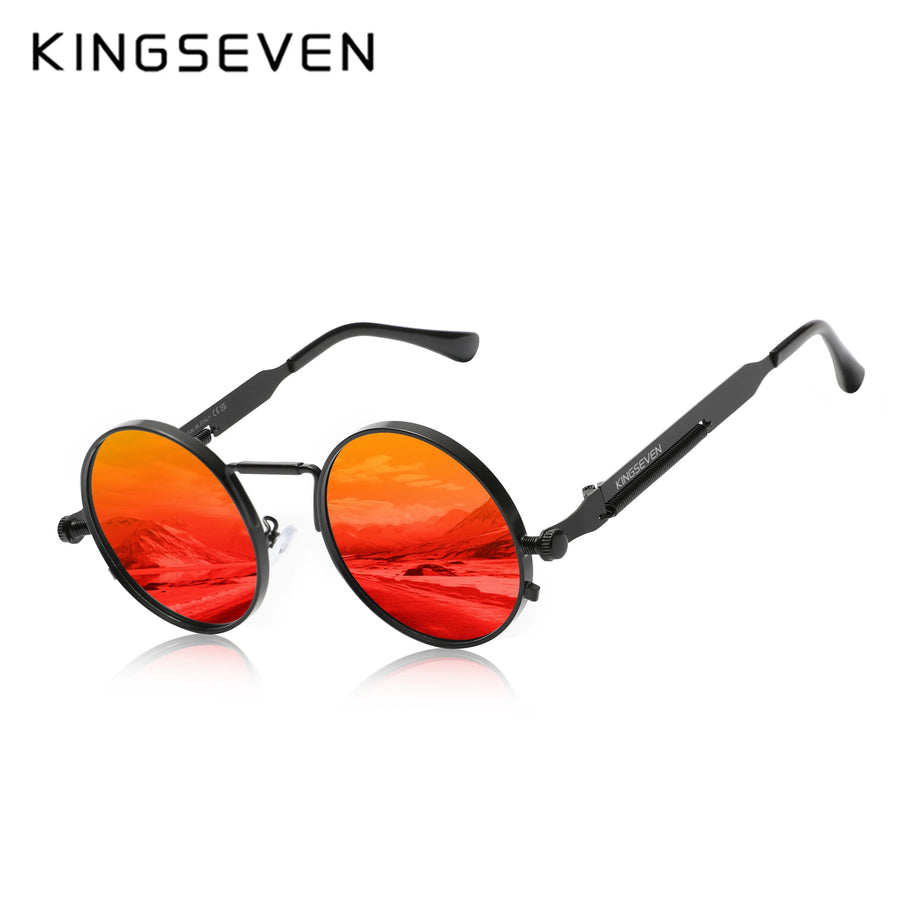 KINGSEVEN Brand Retro Sunglasses Gothic Steampunk Polarized UV400 Men Women Eyewear Round Frame Outdoor Photochromic Glasses