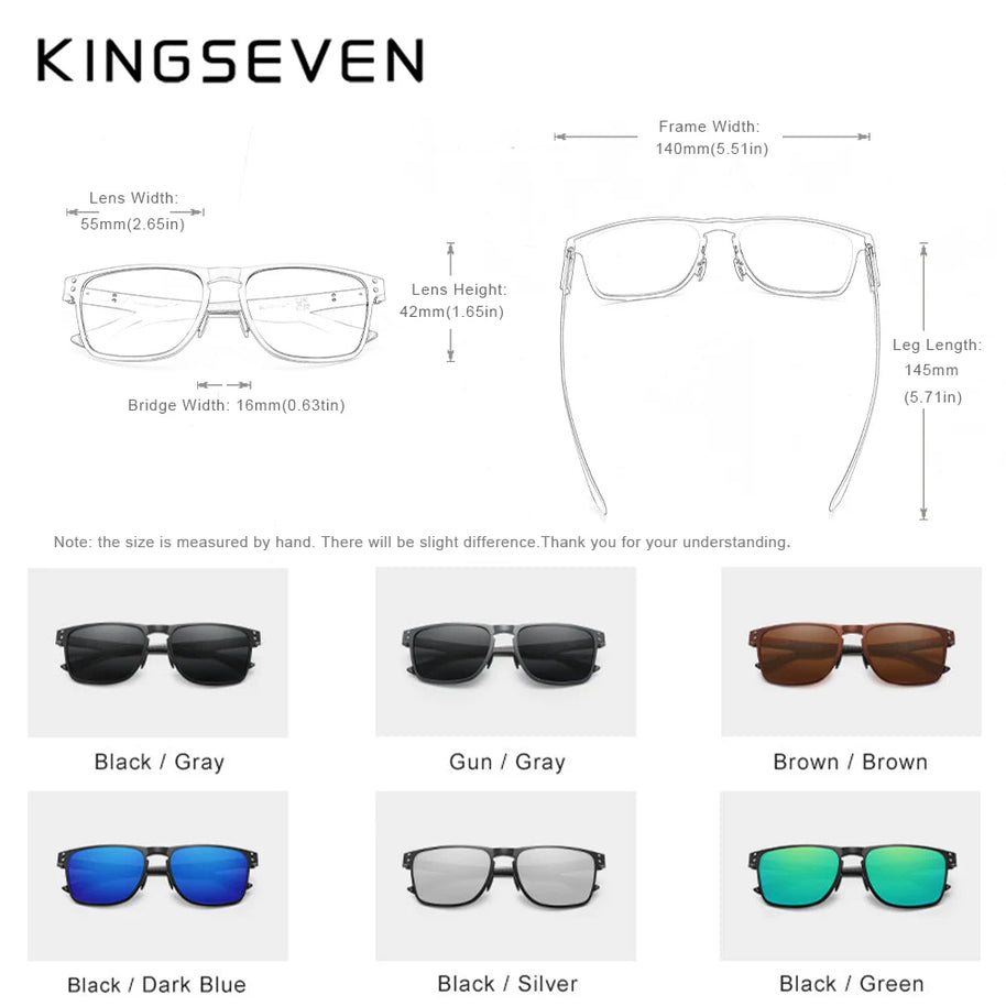 KINGSEVEN Luxury Aluminum Sunglassses For Men Retro Rectang Polarized UV400 Glasses Driving Sports Women New Fashion Accessory