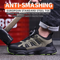 Men Safety Shoes Rotating button Work Sneakers Industrial Puncture-Proof Anti-smash Steel Toe Work Shoes Protective Safety Boots
