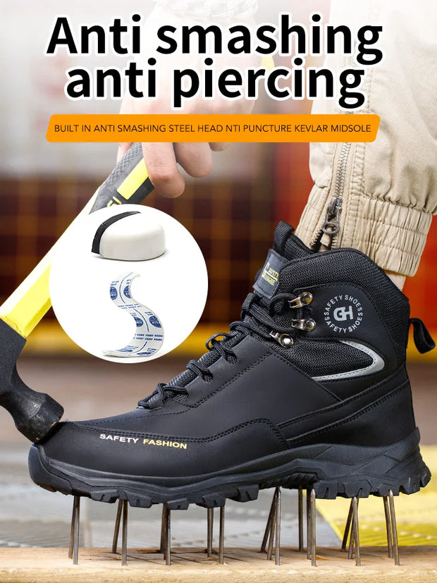 Men Work Safety Boots Waterproof Anti-smash Anti Puncture Work Shoes Indestructible Non-slip Protective Men Safety Shoes