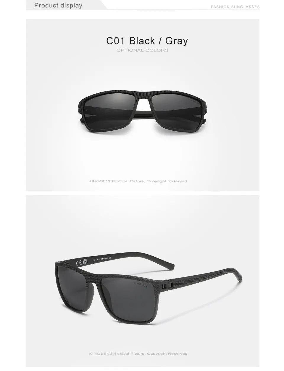 Kingseven Mirror Lens Sunglasses For Men And Woman HD Polarization UV400 Eye Protection Glasses Graininess Scrub Design Eyewear