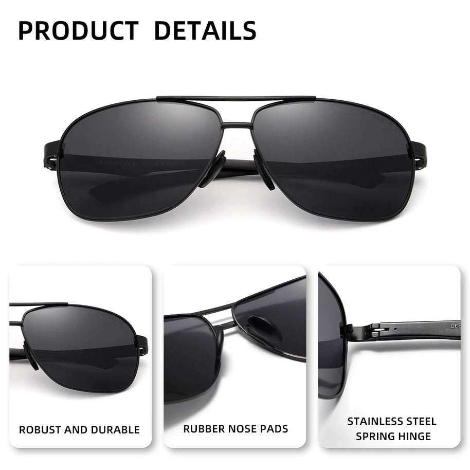 KINGSEVEN Alloy Luxury Male Sunglasses Anti-Glare Lens Large Frame Glasses Men Women UV400 Polarized Classical Driving Eyewear