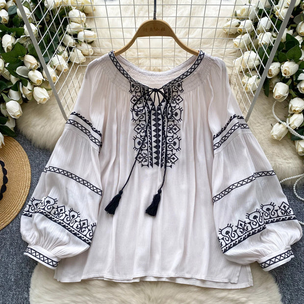 Autumn New 2025 Woman Shirts & Blouses Hit Color Pattern Blusas Loose Casual Ropa Mujer Long Sleeve Camisas Women Clothing