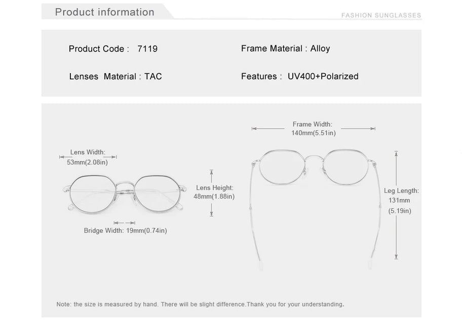 KINGSEVEN Brand Designer Sunglasses Alloy Round Frame Polarized UV400 Women Men Fashion Glassses Classic Anti-glare Eyewear