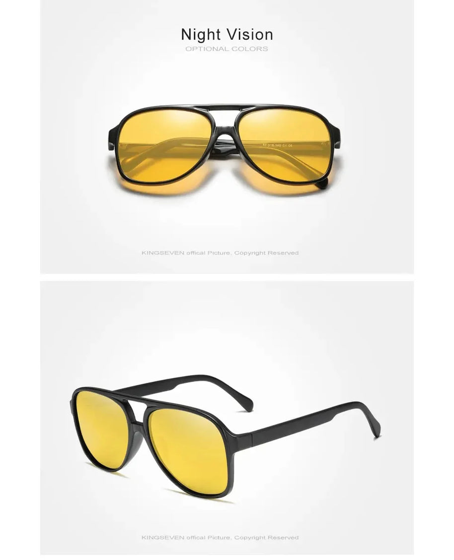 KINGSEVEN Classical Driving Sunglasses Women Men Retro Square Large Frame UV400 Glasses Vintage Anti-glare Night Vision Eyewear