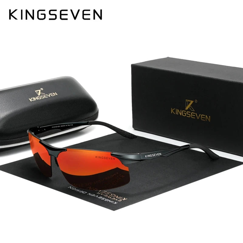 KINGSEVEN Aluminum Sunglasses For Men Driving Mirror Lens UV400 Polarized Glasses Cycling Sports Use High Quality Eyewear