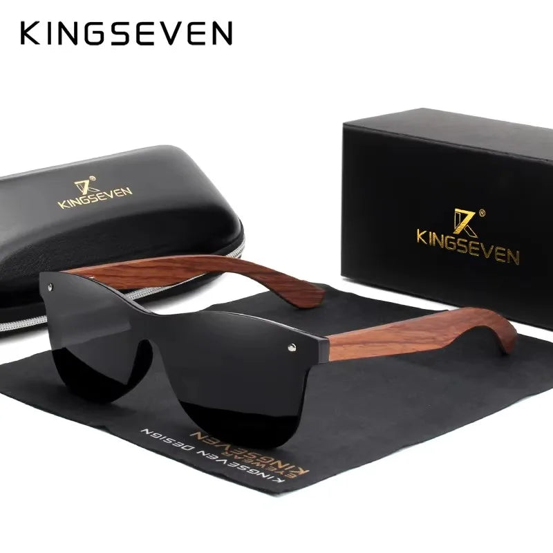 KINGSEVEN Brand Classic Wooden Sunglasses Men/Women Polarized UV400 Mirror Lens Glasses Luxury Wood Frame Retro Eyewear