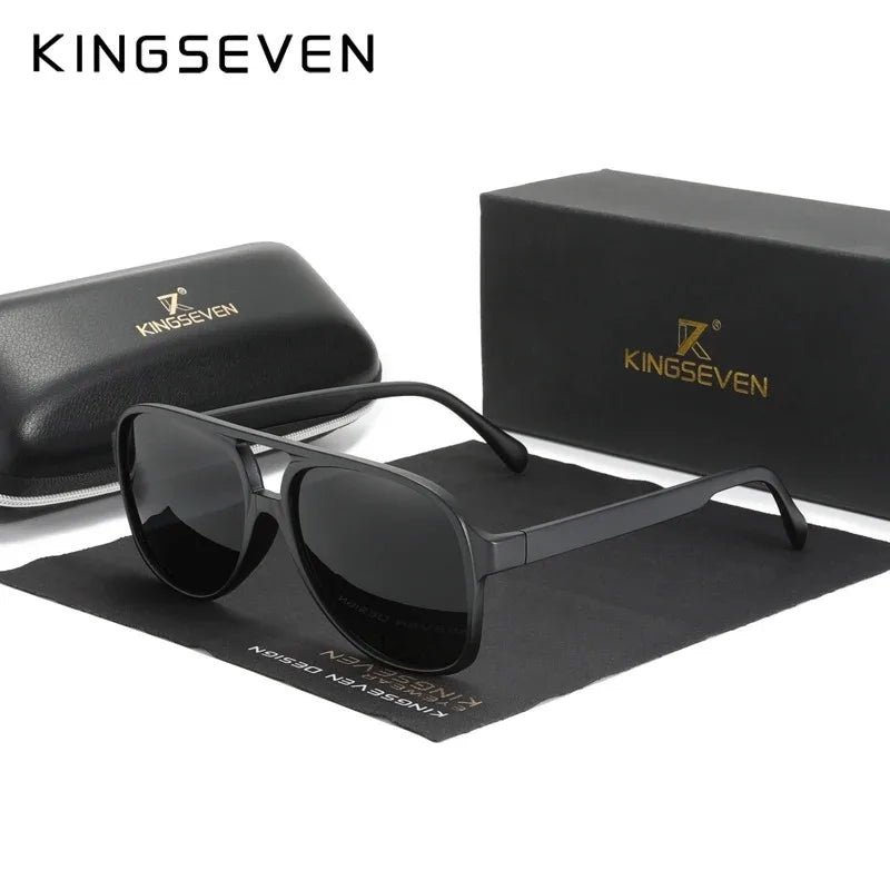 KINGSEVEN Classical Driving Sunglasses Women Men Retro Square Large Frame UV400 Glasses Vintage Anti-glare Night Vision Eyewear