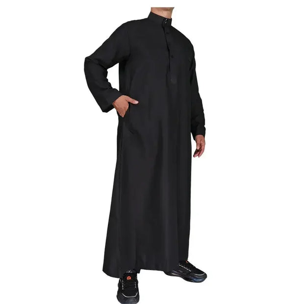 Men Casual Loose Kaftan Muslim Thobe Jubba Dishdasha Thawb Islamic Dress Abaya Arab Plain Color Robe