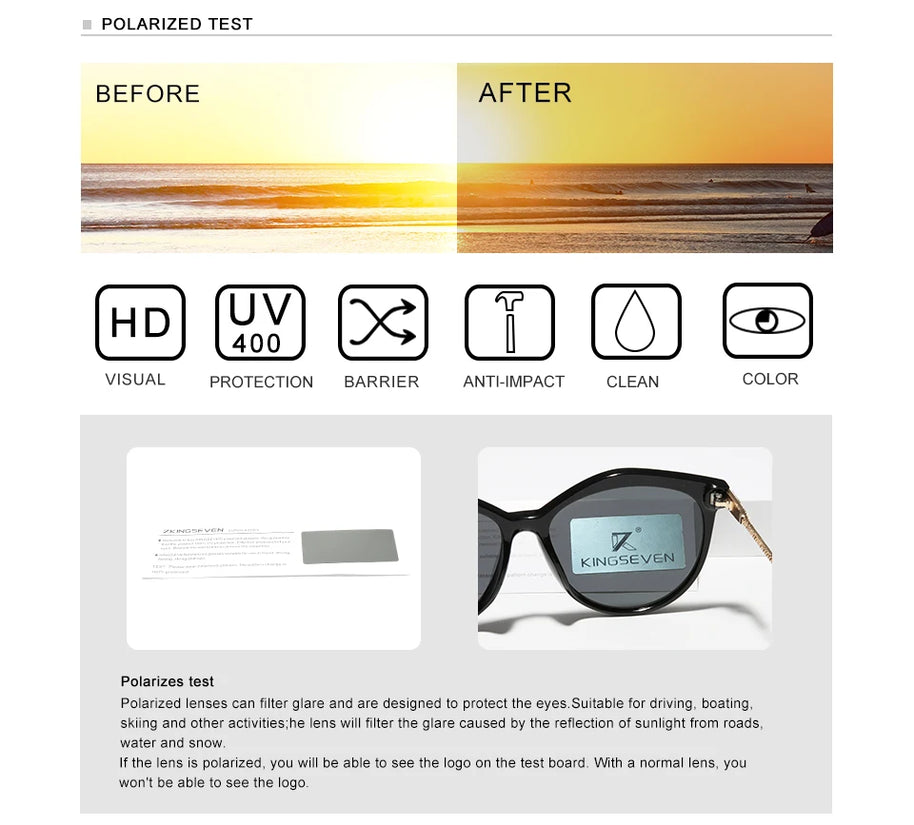 KINGSEVEN 2024 Polarized Women's Sunglasses Gradient Lens Luxury Sun glasses Brand Lentes de sol Mujer