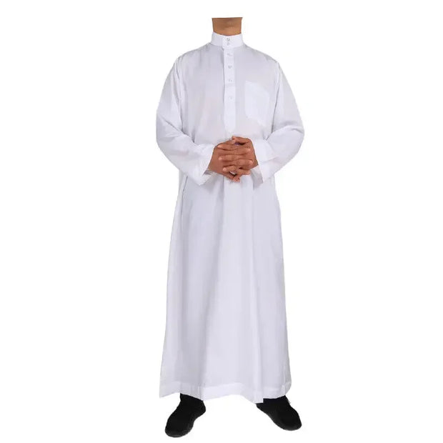 Men Casual Loose Kaftan Muslim Thobe Jubba Dishdasha Thawb Islamic Dress Abaya Arab Plain Color Robe