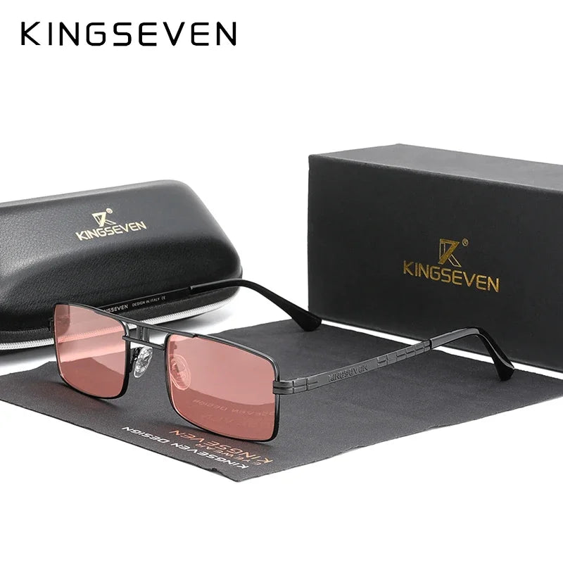 KINGSEVEN Original Fashion Polarized UV400 Sunglasses Vintage Rectangle Frame Men Women Driving Alloy Glasses Outdoor Eyewear