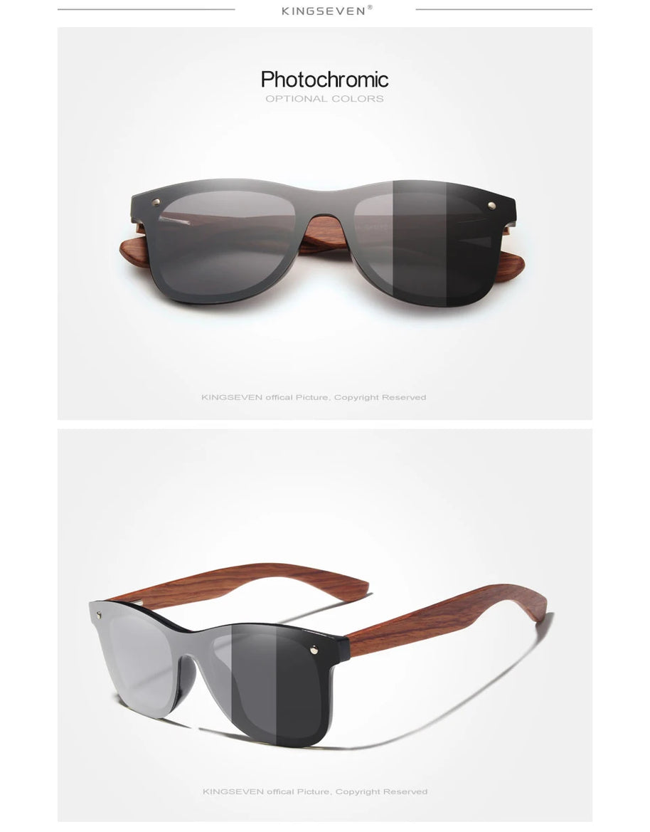 KINGSEVEN Brand Classic Wooden Sunglasses Men/Women Polarized UV400 Mirror Lens Glasses Luxury Wood Frame Retro Eyewear