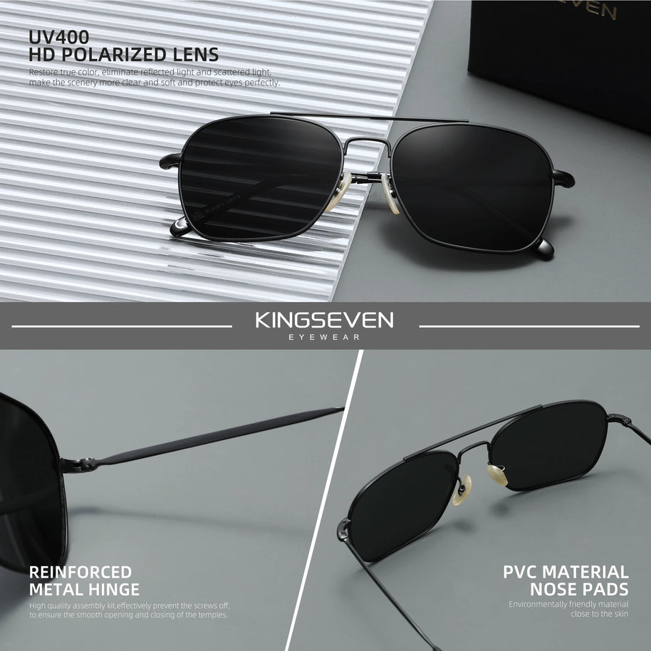 KINGSEVEN Brand Men Trendy Sunglasses Fashion Square Alloy Frame Women Polarized UV400 Glassses Luxury Driving Outdoor Eyewear