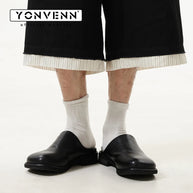 Leather slippers for men slip in style casual Dress shoes Lazy high-end Cleanfit Mules summer breathable outdoor commuting