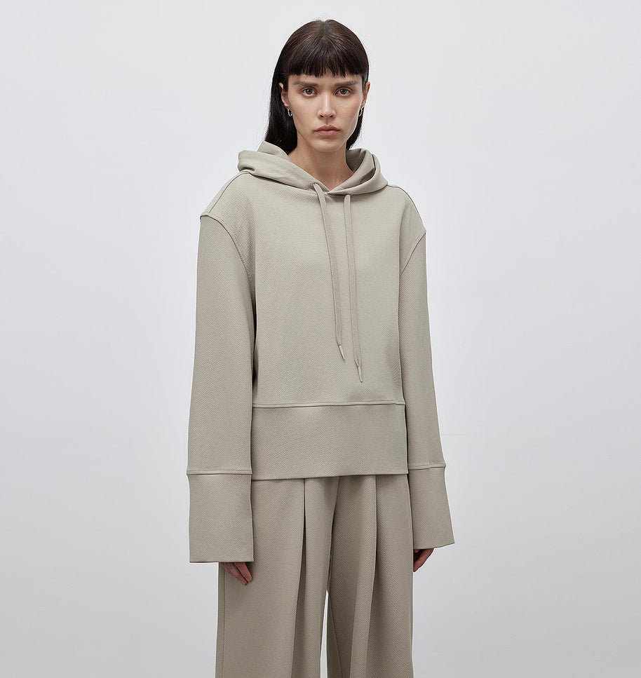 "Time Travel" Short Hooded Sweatshirt for Women, Sports Style Set, Autumn and Winter Casual Sweatpants with Straight-Leg and Draped Fit-5