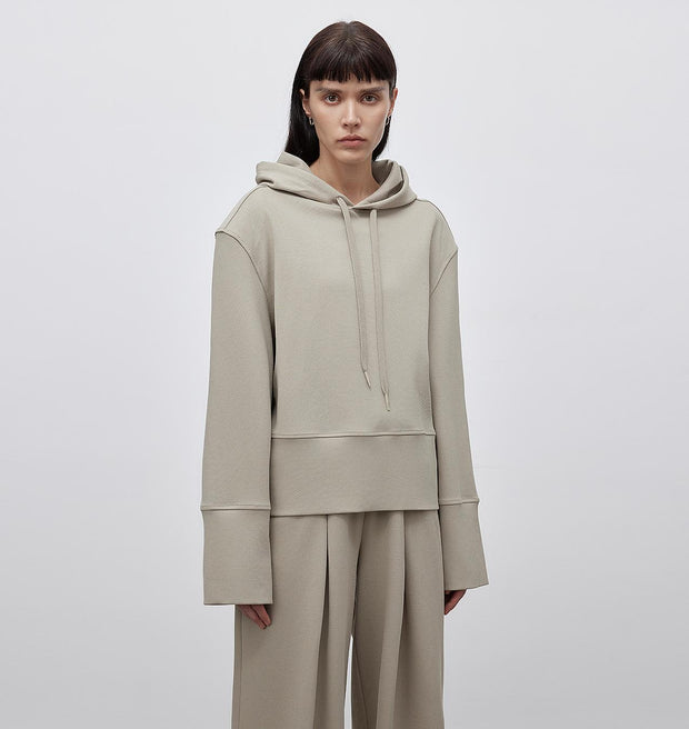 "Time Travel" Short Hooded Sweatshirt for Women, Sports Style Set, Autumn and Winter Casual Sweatpants with Straight-Leg and Draped Fit-5