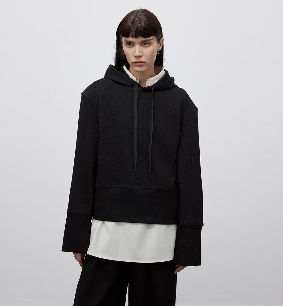 "Time Travel" Short Hooded Sweatshirt for Women, Sports Style Set, Autumn and Winter Casual Sweatpants with Straight-Leg and Draped Fit-7