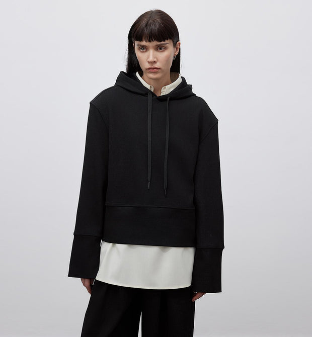 "Time Travel" Short Hooded Sweatshirt for Women, Sports Style Set, Autumn and Winter Casual Sweatpants with Straight-Leg and Draped Fit-7