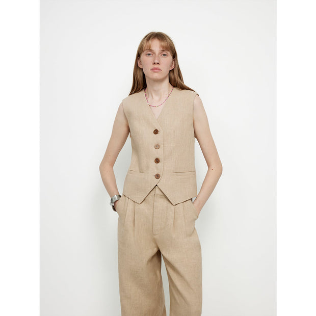 "Diary of an Old Friend" Customized Breathable Ramie Oversize Suit Vest Set-6