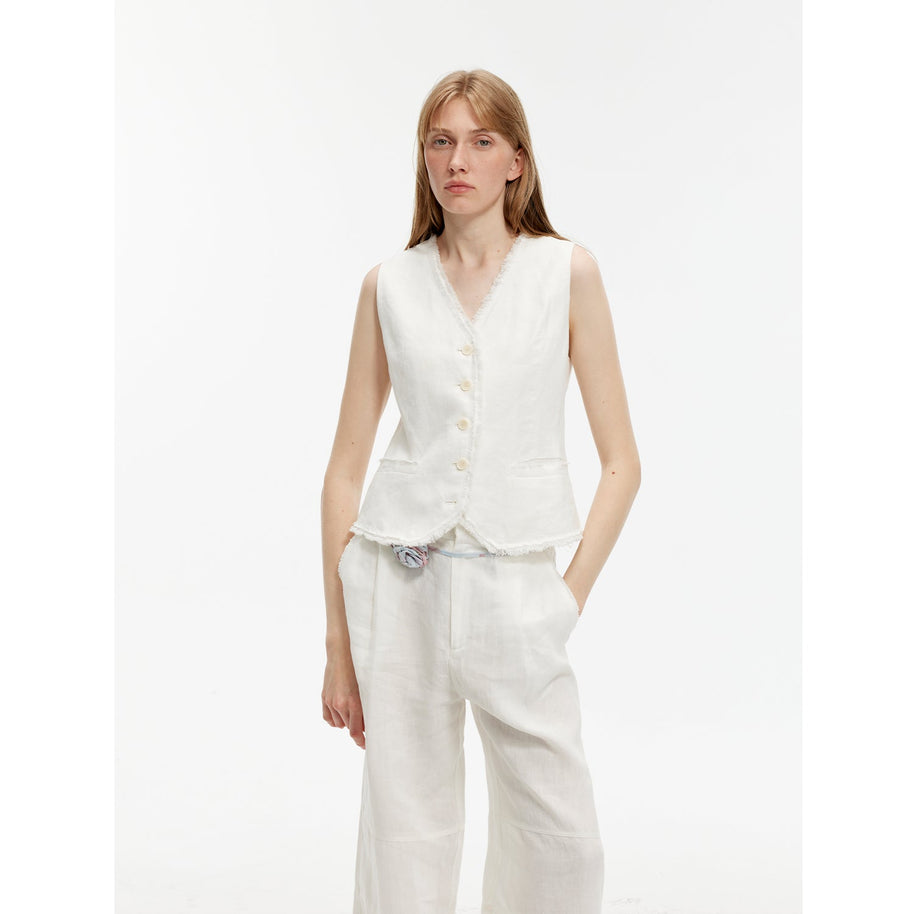 "Diary of an Old Friend" Customized Breathable Ramie Oversize Suit Vest Set-3