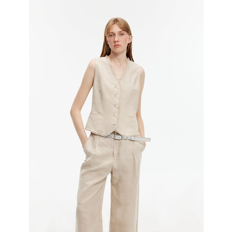 "Diary of an Old Friend" Customized Breathable Ramie Oversize Suit Vest Set-9