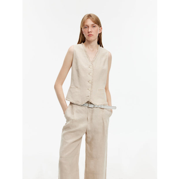 "Diary of an Old Friend" Customized Breathable Ramie Oversize Suit Vest Set-9