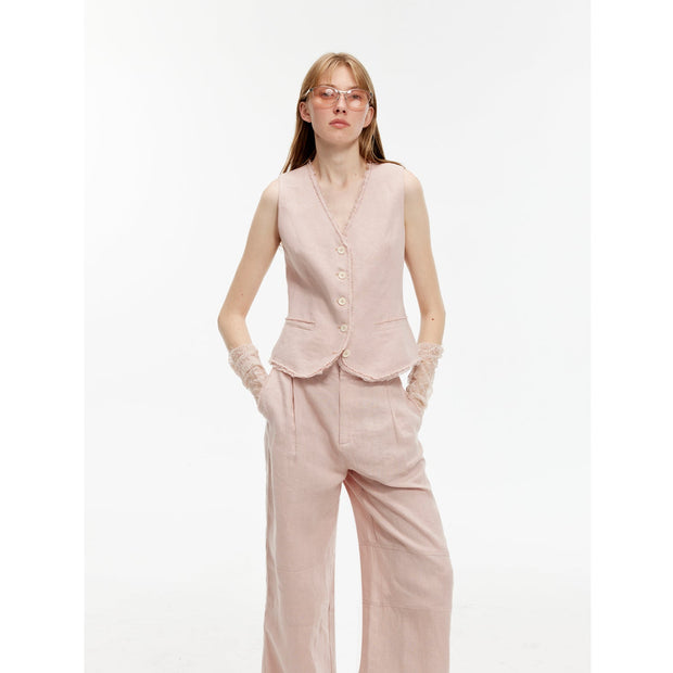 "Diary of an Old Friend" Customized Breathable Ramie Oversize Suit Vest Set-10