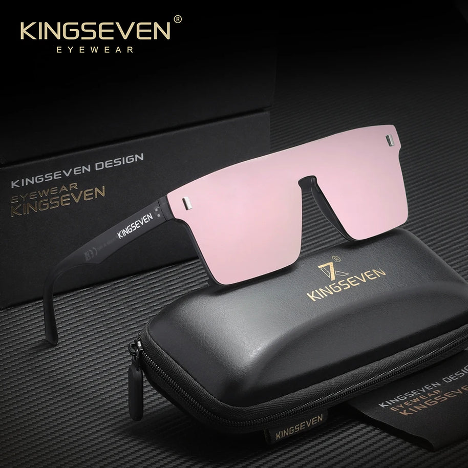 KINGSEVEN New Fashion Sunglasses Men Women Anti-Glare Rimeless Square Large Frame Polarized UV400 Outdoor Diving Eyeglasses