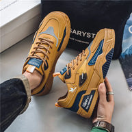 Men's Casual Shoes Soft Sole Breathable Leather Shoes Comfort Trainer Running Jogging Shoes Lightweight Walking Sneakers Male