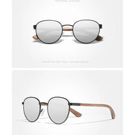 KINGSEVEN 2023 Black Walnut Wooden Sunglasses For Men Polarized UV400 Protection Round Lens Retro Eyewear Women Handmade Glasses
