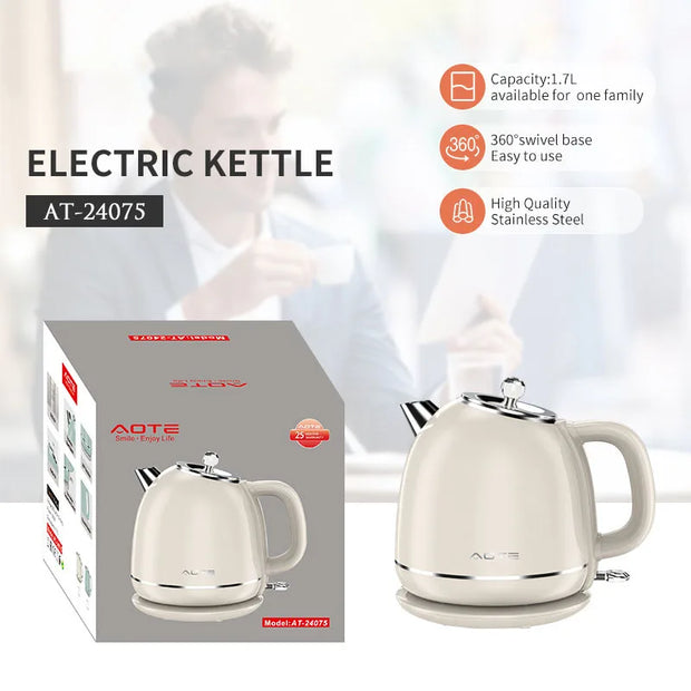 2025 new 1700ml household kettle with stainless steel 304 inner pot, automatic power-off for hot water kettle