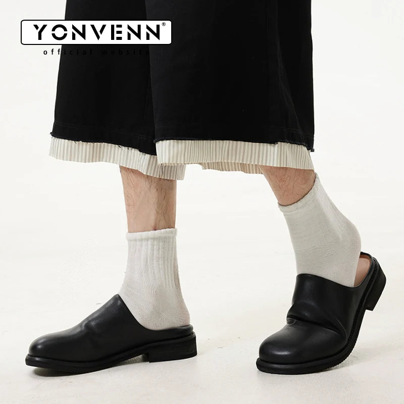 Leather slippers for men slip in style casual Dress shoes Lazy high-end Cleanfit Mules summer breathable outdoor commuting