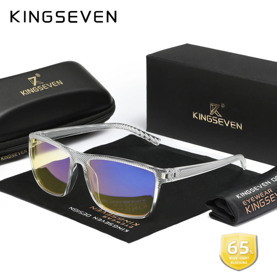 KINGSEVEN New 99% Anti-Blue Ray Glasses Transparent Lens Eyeglasses Men Women Computer Blue Light Blocking Decorative Eyewear
