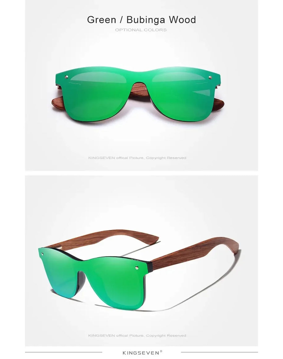 KINGSEVEN Brand Classic Wooden Sunglasses Men/Women Polarized UV400 Mirror Lens Glasses Luxury Wood Frame Retro Eyewear