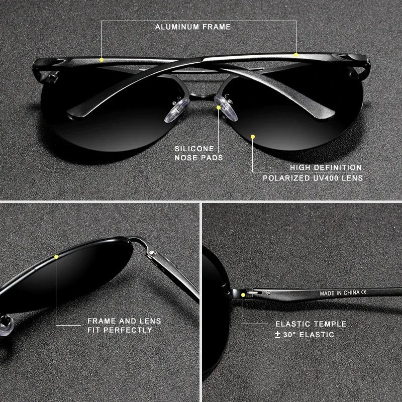 KINGSEVEN Fashion Pilot Rimless Sunglasses Men Classical UV400 Polarized Large Frame Glasses Casual Driving Outdoor Eyewear