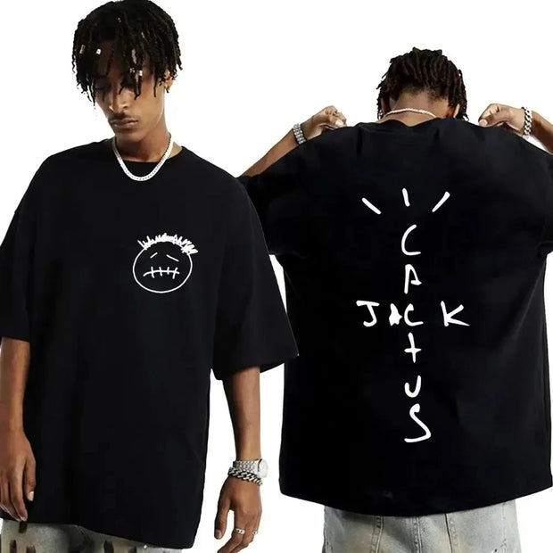 Rapper Cactus Jack Music Album T Shirts Men Women Fashion Hip Hop T Shirt 100_ Cotton Short Sleeve T-shirt Oversized Tops