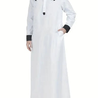 Muslim men's robe color matching Arab Middle East long robe Islamic men's clothing
